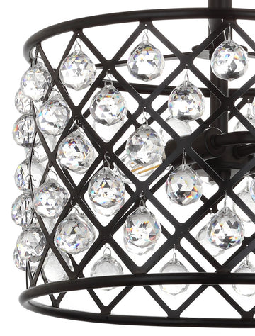 Gabrielle 14.5" Crystal/Metal LED Semi Flush Mount - JONATHAN Y